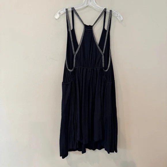 Free People Lovers Cove Mini Dress Black Sz L‎ Embroidered Festival Boho - Picture 8 of 15